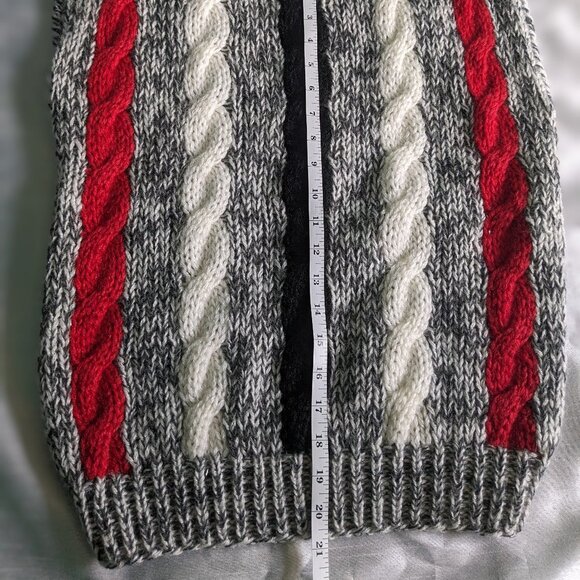 Sweater-Vintage. Uno & Una vest sweater. Size M. Red, Grey, White and Bl… - Picture 4 of 5